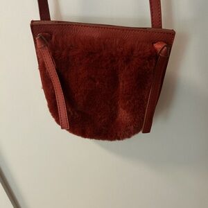 Leather and faux fur crossbody